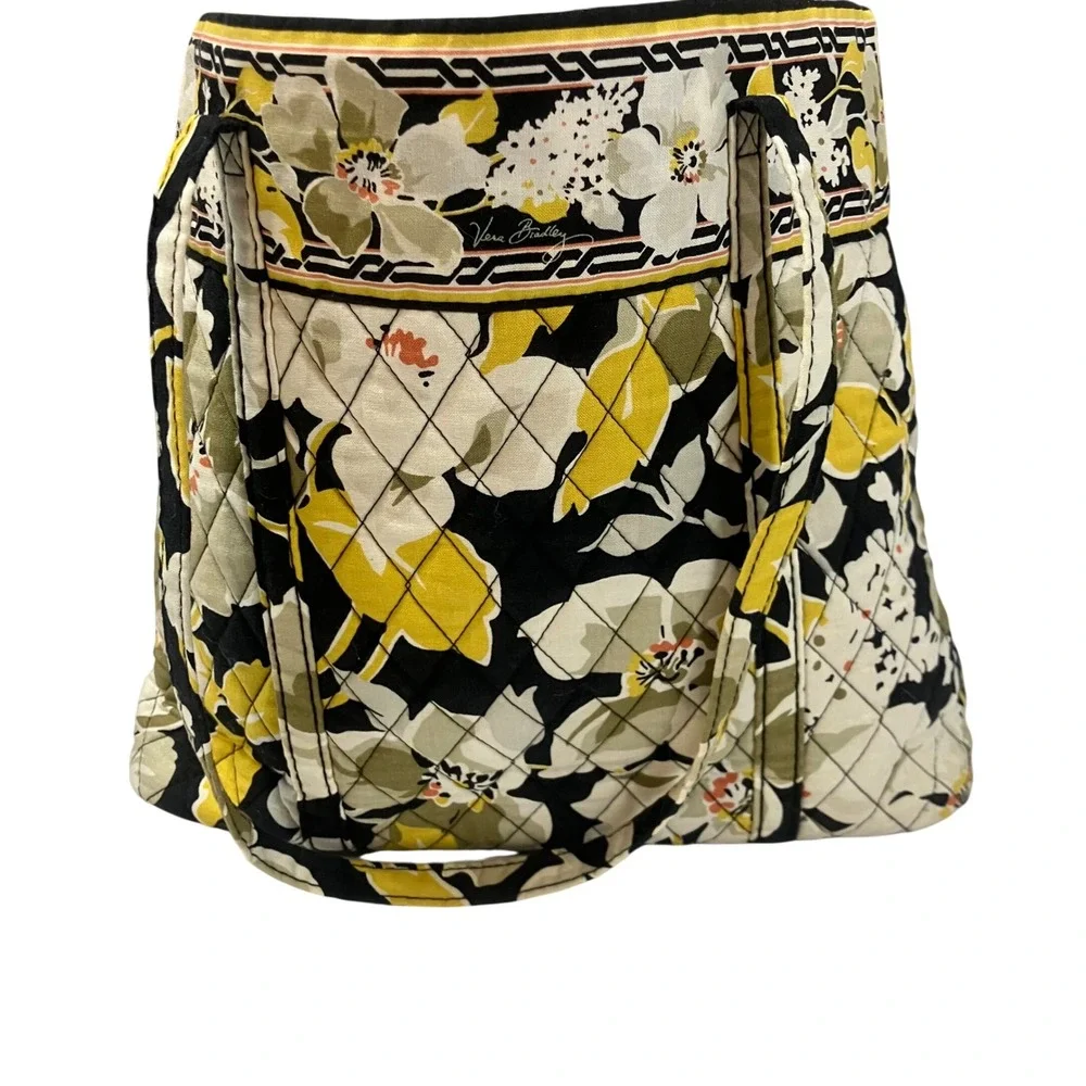 Vera Bradley Dogwood Quilted Floral Tote Bag‎ Yellow Black White Retired Bag